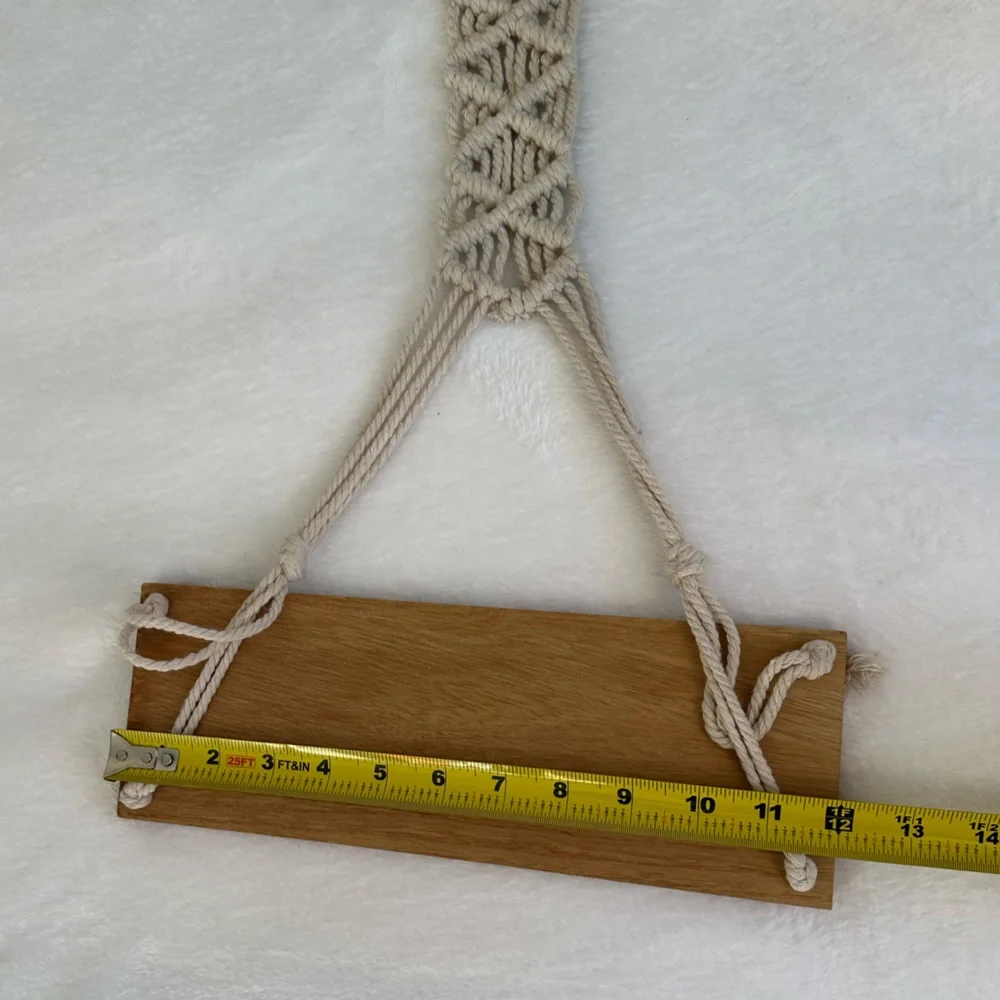 Boho Macrame Hanging Shelf in Cream and Brown